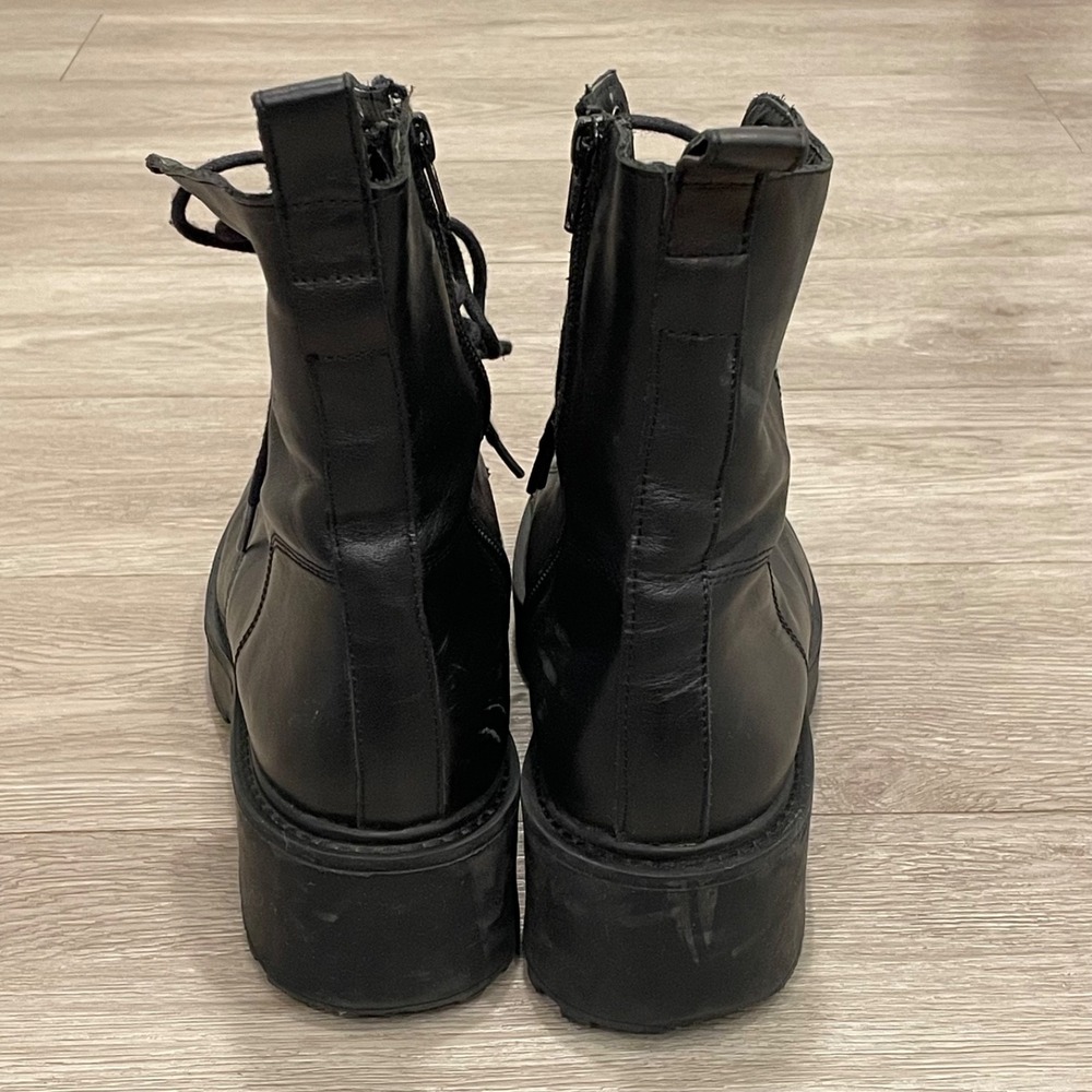 Steve Madden Tornado Womens Black Leather Boots Whimsigoth Grunge Combat 10M - Picture 9 of 11